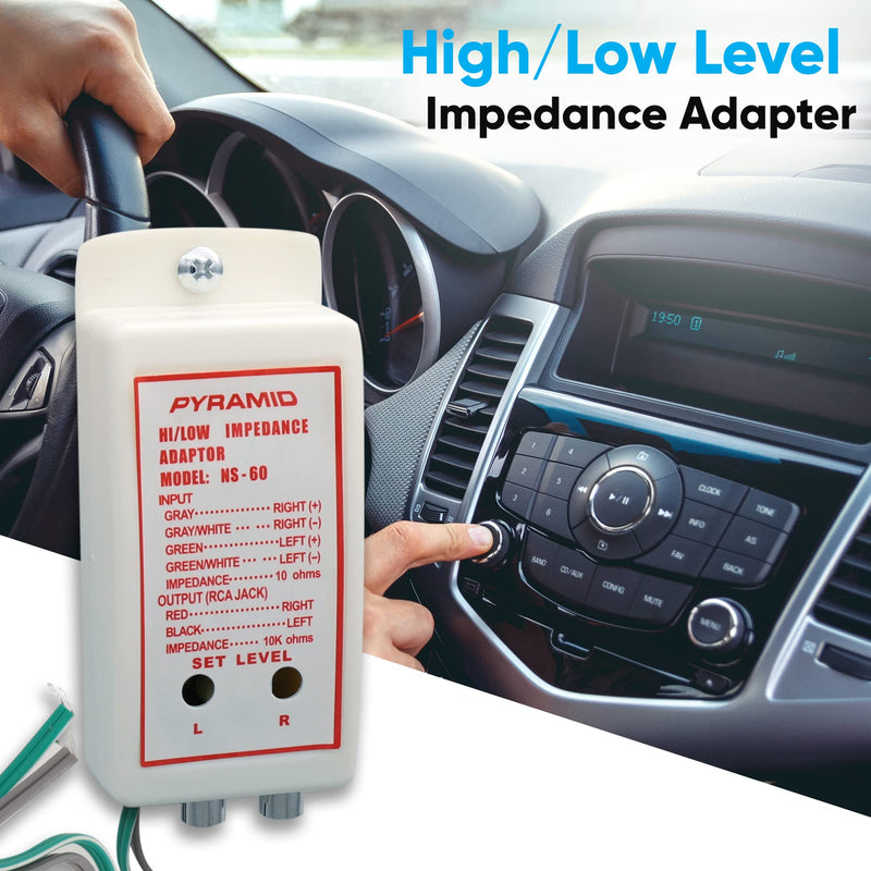 [Australia - AusPower] - High Low-Level Impedance Adaptor - Car Audio System RCA Line Output Converter Adapter w/ Adjustable Level Control - Works on Vehicle Amplifier, Equalizer, Home Theater Setup - Pyramid NS60 
