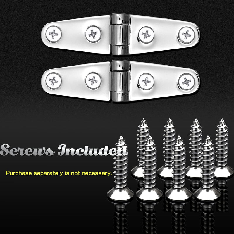 [Australia - AusPower] - AMYSPORTS Heavy Duty Boat Hinge Strap Mirror Polished Marine Hinges Mount Hardware Hatch Stainless Hinge Door Corrosion Resistance SUS316 2pcs 3.99 inch x 1.02 inch 
