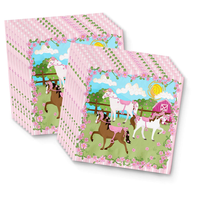 [Australia - AusPower] - Lovely Pink Horse Birthday Party Supplies Set Plates Napkins Cups Tableware Kit for 16 