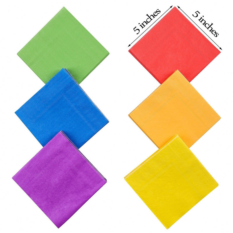 [Australia - AusPower] - Whaline 120 Pieces Rainbow Tissue Cocktail Paper Napkin Bright Beverage Luncheon Napkins 2 Ply for Gay Pride Day, Home, Kitchen, Party Decoration 