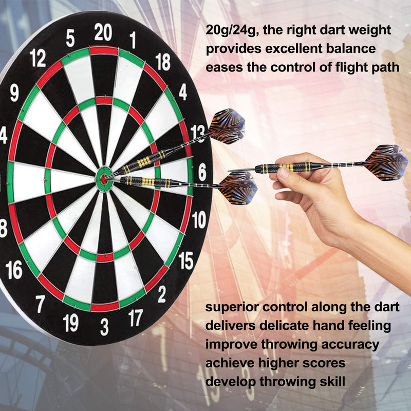 [Australia - AusPower] - Darts Metal Tip Set Professional Darts Steel Tip Set, 24 Grams and 20 Grams Tipped Metal Darts with Aluminum Shafts, Brass Barrels, Sharpener Tool Kit, Carrying Case, Extra Dart Flights Accessories 