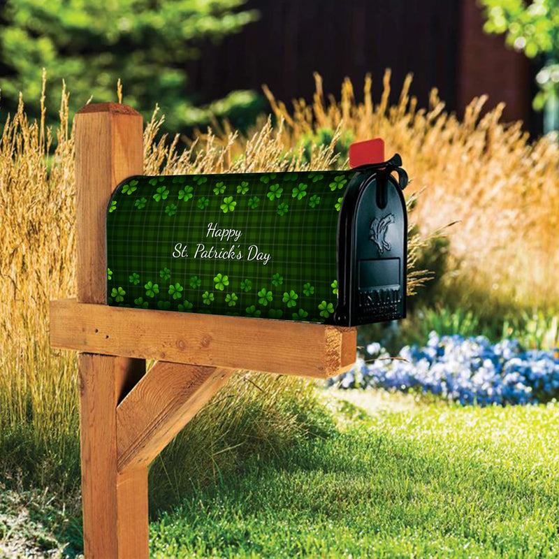 [Australia - AusPower] - Shamrock-Mailbox-Covers for St-Patrick's-Day Clover Green-Plaid Letter-Box-Cover for Holiday Garden Yard Mailbox Decor 18 X 21 Green/Plaid 