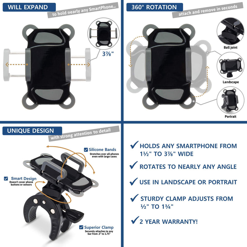 [Australia - AusPower] - Crescendo CR-30 SlimClip Mic Stand Phone Holder, iPhone Clamp Mount, Pole Phone Mount, Microphone, Music, or Drum Stand - for iPhone, Samsung Galaxy or Note, Pixel, Any Smartphone 