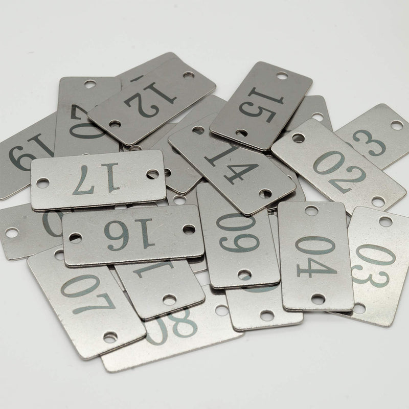 [Australia - AusPower] - StayMax Stainless Steel Rectangle Numbered Tags with Two Holes (1-25) 1-25 