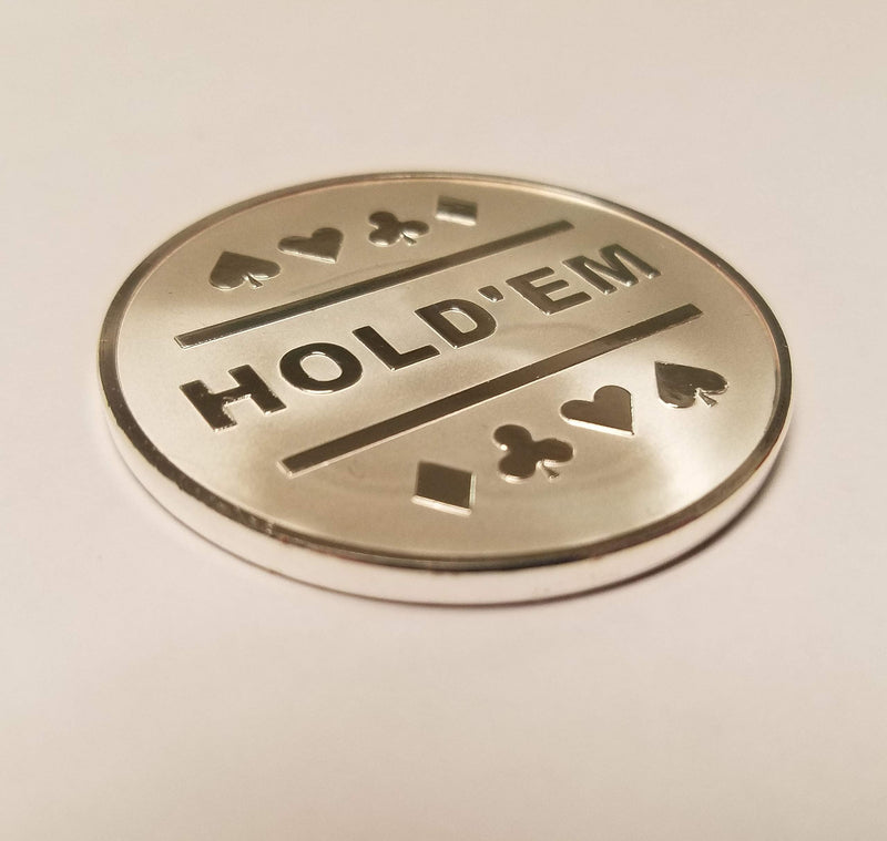 [Australia - AusPower] - 1x Omaha & Texas Hold'em Silver Plated Metal Dealer Button Great for Round by Round Poker Games 