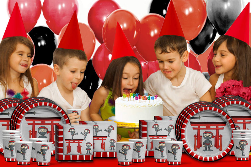 [Australia - AusPower] - Ninja Warrior Birthday Party Supplies Set Plates Napkins Cups Tableware Kit for 16 