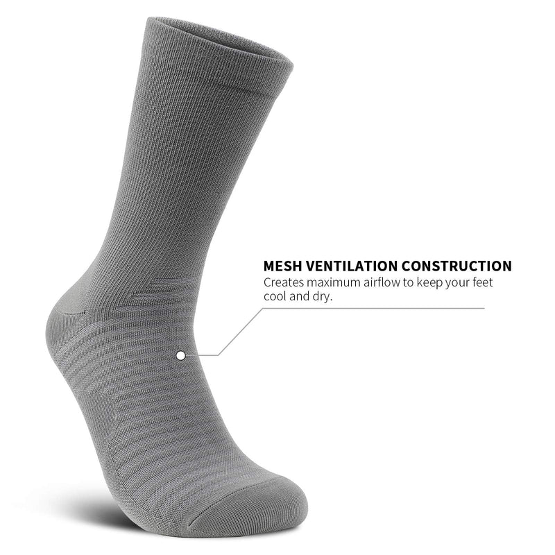 [Australia - AusPower] - PAPLUS Compression Athletic Crew Socks (6 Pairs) for Men & Women Black/White/Gray (2 Pairs Per Each Color) Large-X-Large 