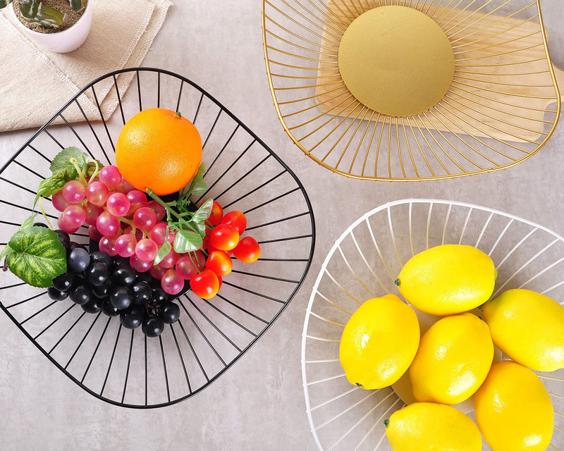 [Australia - AusPower] - IBWell Short Curved-Edge Modern Creative Stylish Single Tier Dish,Metal Iron Wire Fruit Vegetables Bread Decorative Stand Serving Bowls Basket Holder (Gold) Gold 