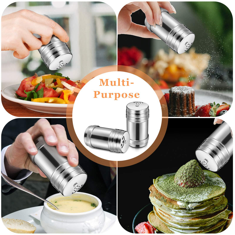[Australia - AusPower] - 6 Pieces Stainless Steel Salt and Pepper Shakers with Rotating Cover, Sugar Spice Seasoning Dispenser, Shaker Seasoning Cans, Spice Condiment Shaker for Kitchen Favors 
