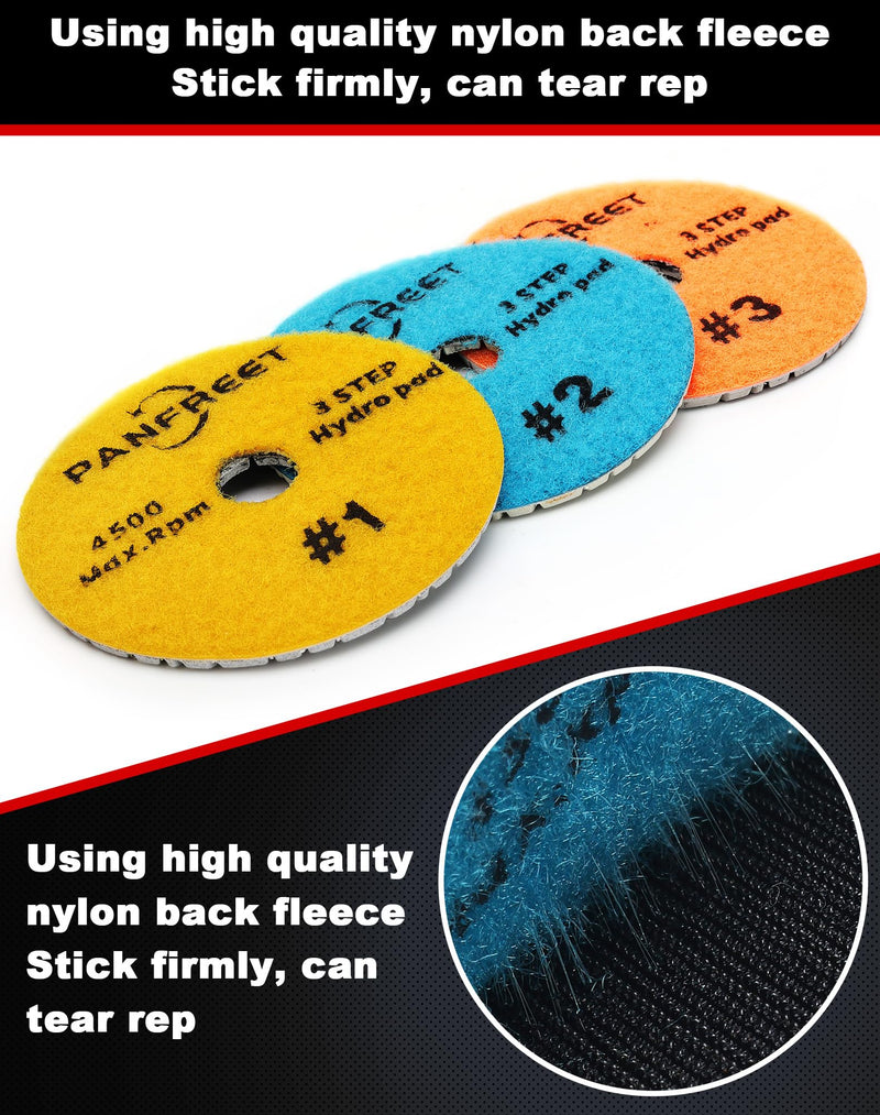 [Australia - AusPower] - Panfreet 3 Step Diamond Polishing Pads 4-inch Wet for Granite Marble Quartz Concrete 