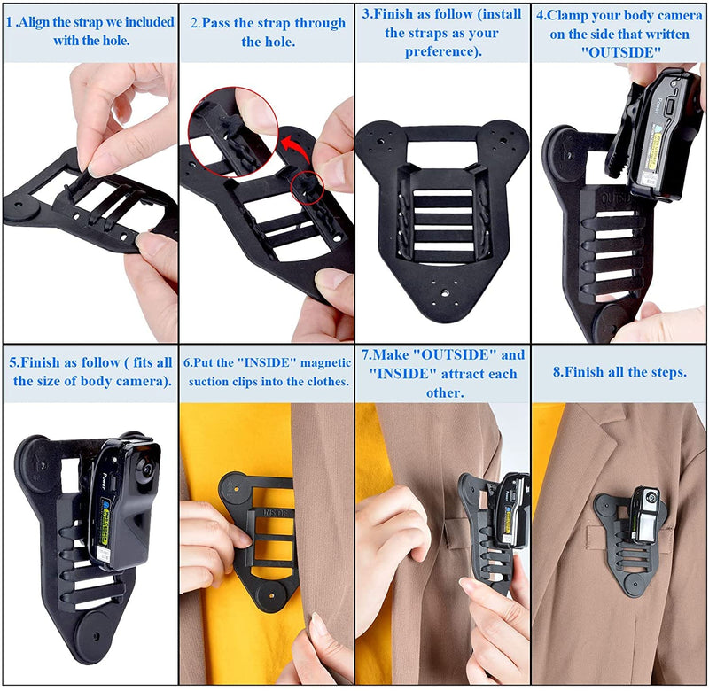 [Australia - AusPower] - Body Camera Magnet Mount Holder Universal Magnetic Suction Back Clips for BOBLOV CammPro OmniMaster MIUFLY PatrolMaster GRC Iseason QUNVAL CAMMHD Police Body Camera 