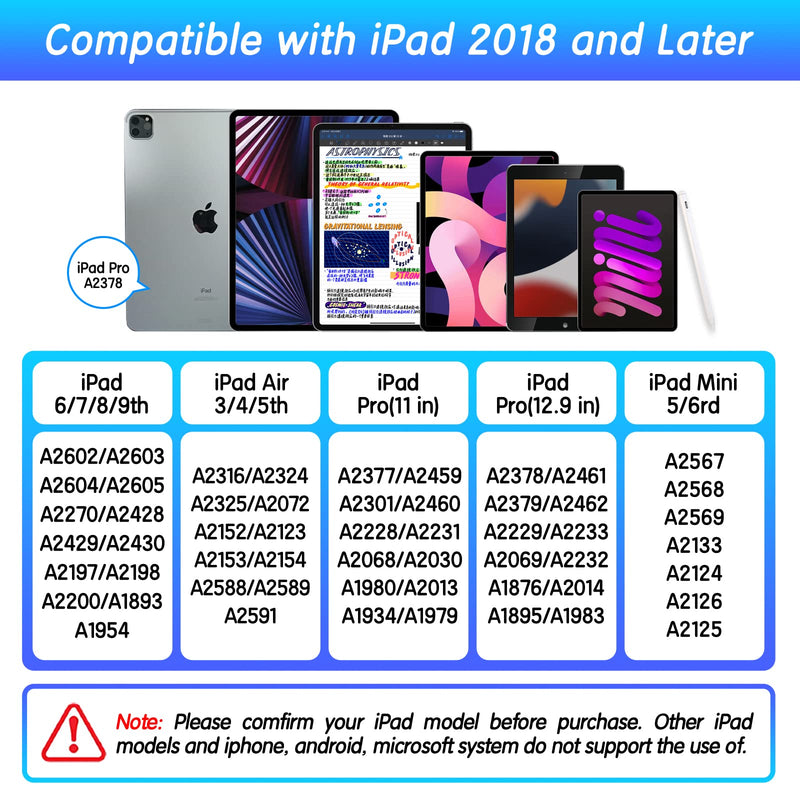 [Australia - AusPower] - Stylus Pen for iPad with Palm Rejection, Pencil 2nd Generation Compatible with 2018-2022 Apple iPad 6/7/8/9 iPad Air 3/4/5 iPad Pro 11/12.9 Inch iPad Mini 5/6, Smart Bluetooth Pen for Writing Drawing 