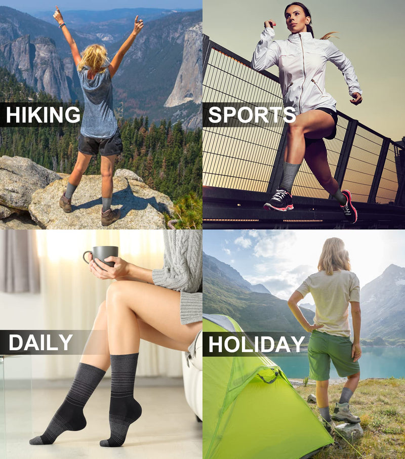 [Australia - AusPower] - Fitrell 4 Pack Women's Merino Wool Hiking Socks Cushioned Warm Winter Thermal Walking Crew Boot Socks Black*2 + Rose Red*2 Small 