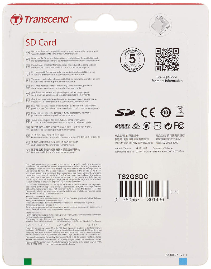 [Australia - AusPower] - Transcend 2GB Secure Digital Card 