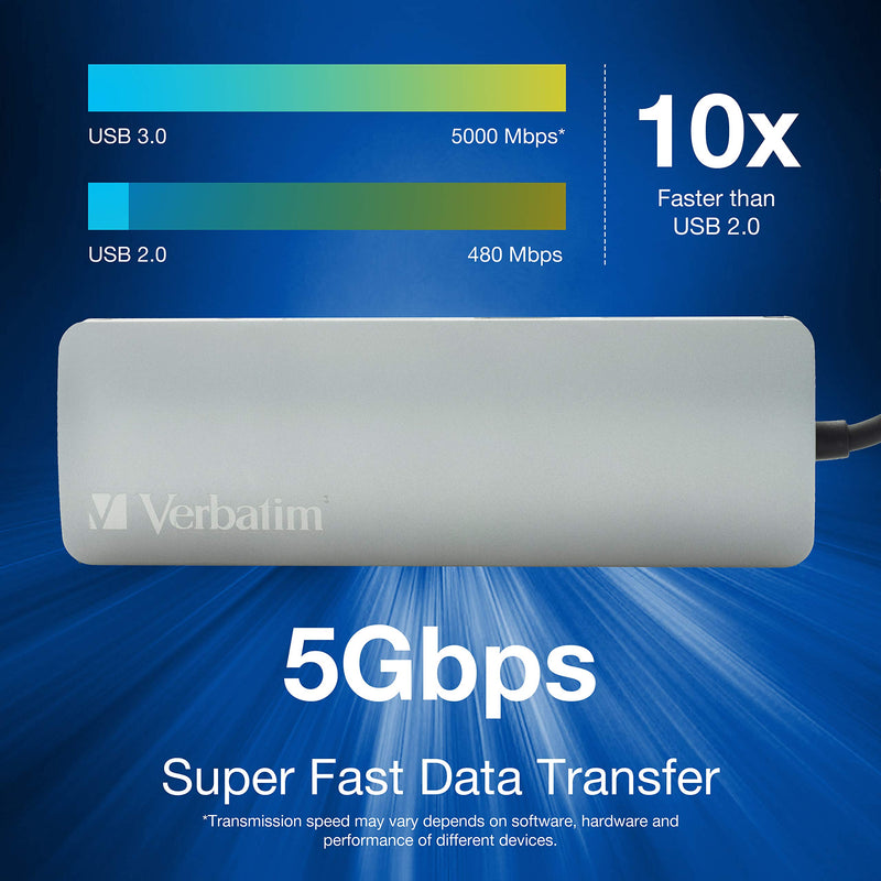 [Australia - AusPower] - Verbatim® 9-in-1 USB C Hub Adapter with 4K HDMI, 100W Power Delivery, USB 3.0, SD Card Readers, Gigabit LAN, 3.5mm Port for USB C Laptops 9 in 1 Hub 