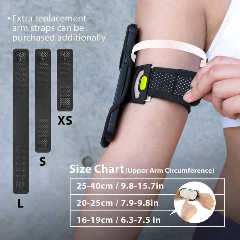 [Australia - AusPower] - Bone Run Tie 2 (2nd Gen) Phone Holder for Running Armband Universal Cell Phone Holder, Fits Phone Size 4.7-7.2 Inches for iPhone 13 12 11 Pro Max XS XR X Samsung Galaxy ( Black/ Arm 9.8-15.7") Arm Size 9.8-14 inches / 25-35.5 cm 