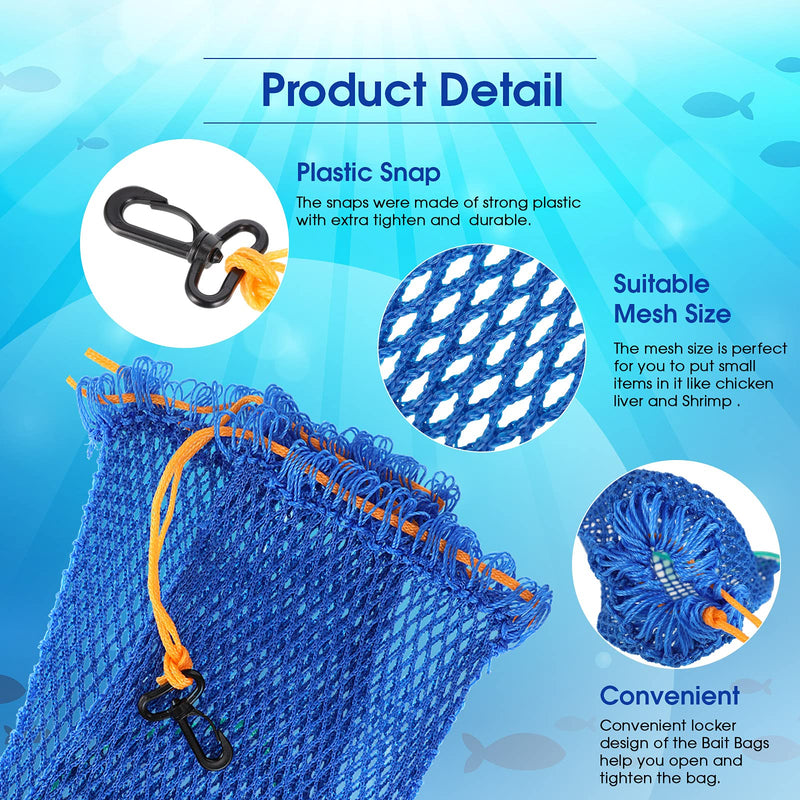 [Australia - AusPower] - 3 Pieces Crab Trap Bait Bags Outdoor Sports Style with 3 Pieces Rubber Locker for Fishing Crab Traps Catch 