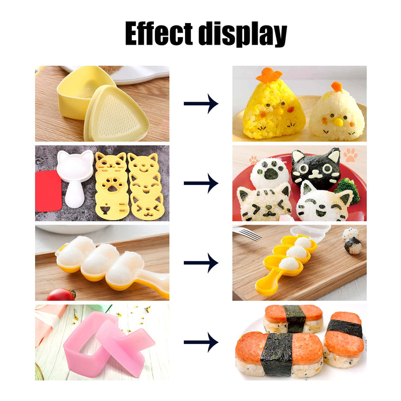 [Australia - AusPower] - Cute Cat Rice Ball Molds 6 Sets Sushi Molds Bento Box Accessories Kits with 1PC Musubi Maker Press Mold, 2PCS Gimbap Molds Triangle and 1PC Rice Ball Mold Shaker for DIY Fun Lunch Box Picnic Tool 