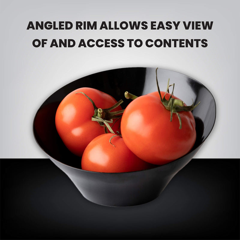 [Australia - AusPower] - Plasticpro Disposable Angled Plastic Bowls Round Small Serving Bowls, Party Snack or Salad Bowl, Heavy Duty, Elegant Black, pack of 8 