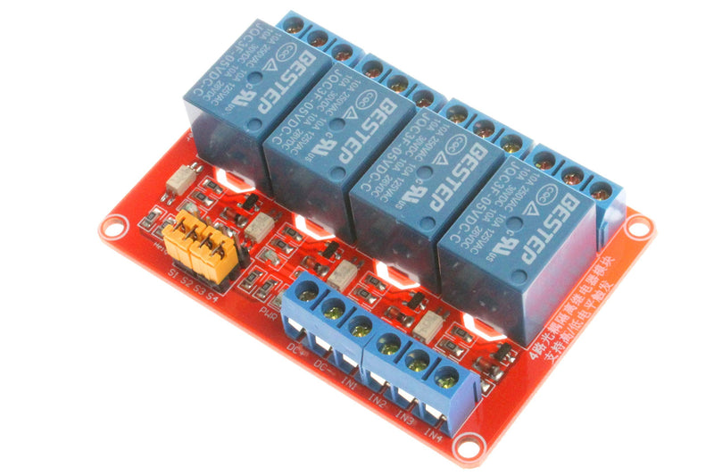 [Australia - AusPower] - NOYITO 4-Channel Relay Module 5V 12V 24V High Low Level Trigger with Optocoupler Isolation Relay Load AC 250V 10A DC 30V 10A (DC 5V, Red) DC 5V 