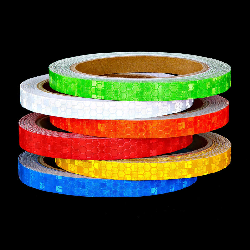 [Australia - AusPower] - 6 Rolls Reflective Tapes 6 Colors Reflective Warning Tape Night Safety Sticker, Silver, Blue, Red, Yellow, Orange, Green (0.4 Inch x 157 Feet) (0.4 Inch x 157 Feet) (0.4 Inch x 157 Feet) 0.4 Inch x 157 Feet 
