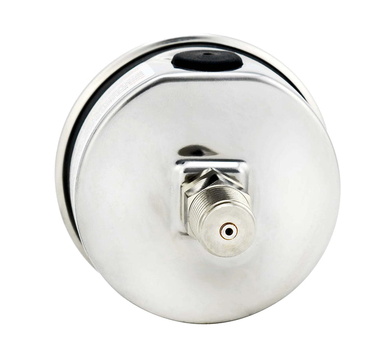 [Australia - AusPower] - CARBO Instruments 2 1-2" Pressure Gauge, Stainless Steel Case, Chrome Plated Brass Connection, Lqiuid Filled, 0-15 psi/kPa, Back Mount 1/4" NPT 