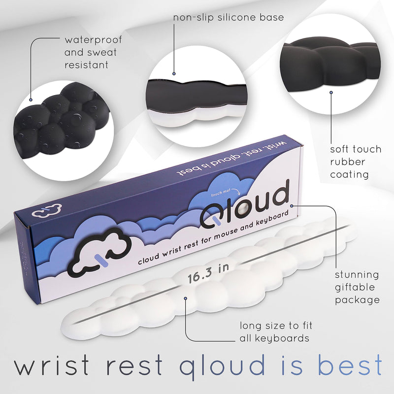 [Australia - AusPower] - Qloud Cloud Wrist Rest – Cloud Palm Rest Keyboard Rest – Desk Cloud Wrist Pad – Keyboard Wrist Rest for Computer Keyboard Gaming Setup – Gaming Wrist Rest - Cloud Arm Rest Keyboard Wrist Pad White Cloud White 