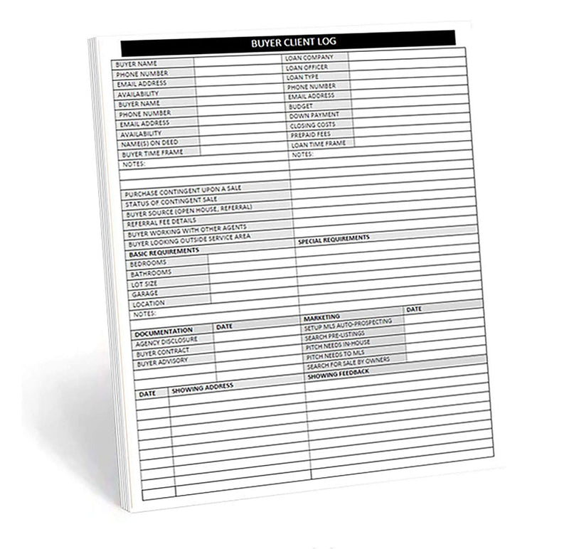 [Australia - AusPower] - Real Estate Agent Supplies - Home Buyer Client Log to Include in Real Estate Buyer Folders. Realtor Log to Track Buyer Needs, Home Showings & Agent Activity. 50 Page Notepad. 8.5 X 11. Made in the USA. 