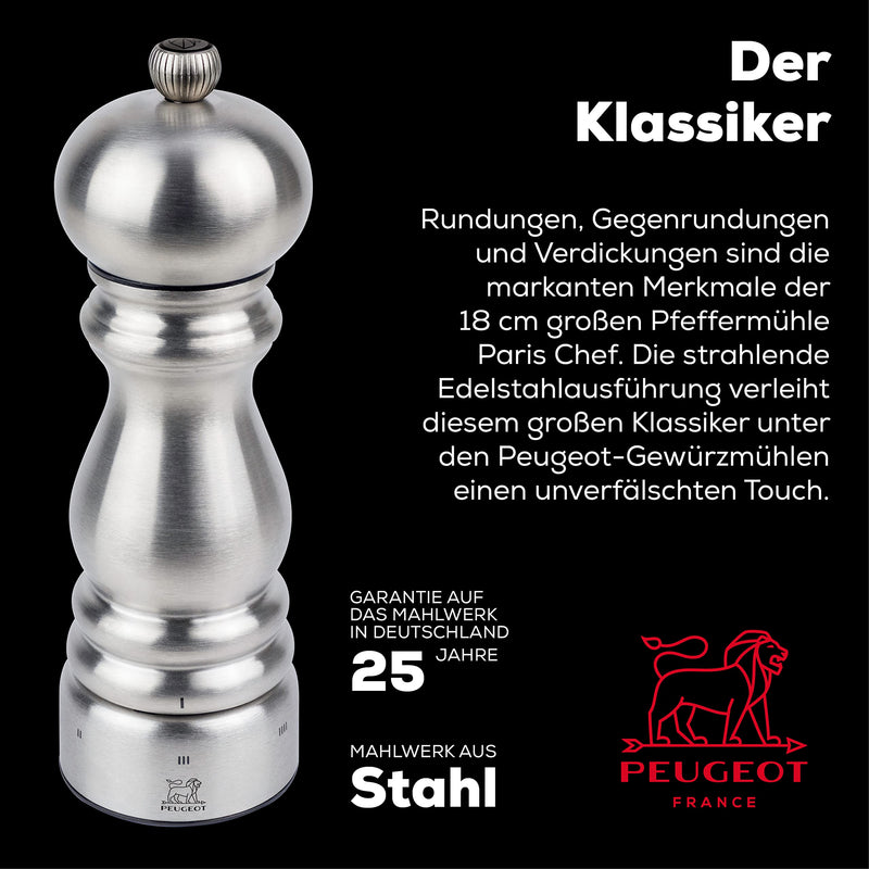 [Australia - AusPower] - "Peugeot Paris Chef u'Select Stainless Steel 18cm - 7"" Pepper Mill" (32470) 7" 