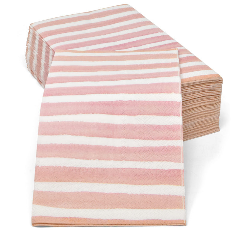 [Australia - AusPower] - 100 Pink & White Stripe Guest Napkins 3 Ply Disposable Paper Pack Striped Dinner Hand Napkin for Bathroom Powder Room Holiday Wedding Birthday Party Bridal & Baby Shower Decorative Towels Pink Stripe 