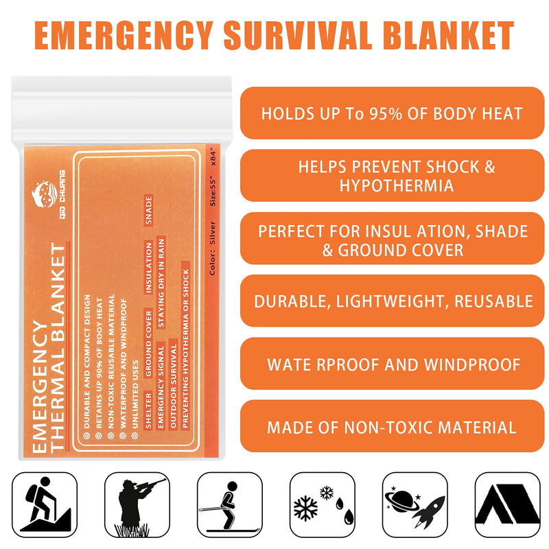 [Australia - AusPower] - Emergency Mylar Thermal Blankets -Space Blanket Survival kit Camping Blanket (Pack of 6). Perfect for Outdoors, Hiking, Survival, Bug Out Bag ，Marathons or First Aid 