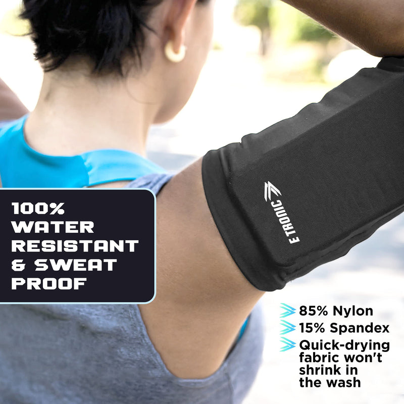 [Australia - AusPower] - E Tronic Edge Phone Holder for Running - Cell Phone Arm Bands with Reflective Logo - Phone Strap Armband Fits iPhone and Android - Use for Running, Walking, Hiking, and Biking - Gray, Medium 