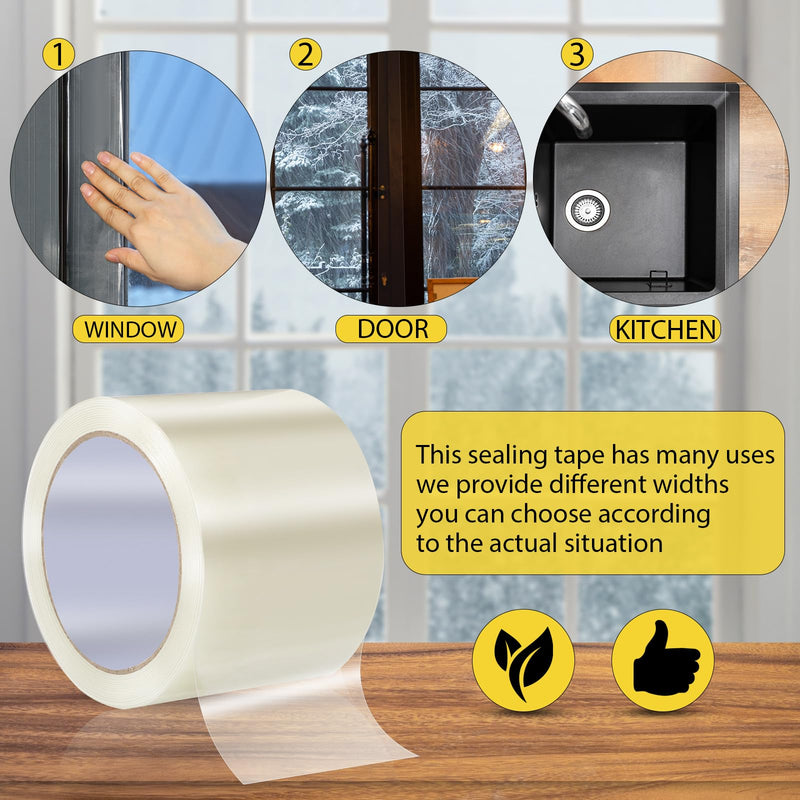 [Australia - AusPower] - Pushglossy Window Sealing Tape Weather Tape Proofing for Windows Window Tape for Winter Insulation Tape Window Film Insulation Tape for Doors Windows Shower Glass Gaps(3 inch x 26 Yard) 3 inch x 26 yard 