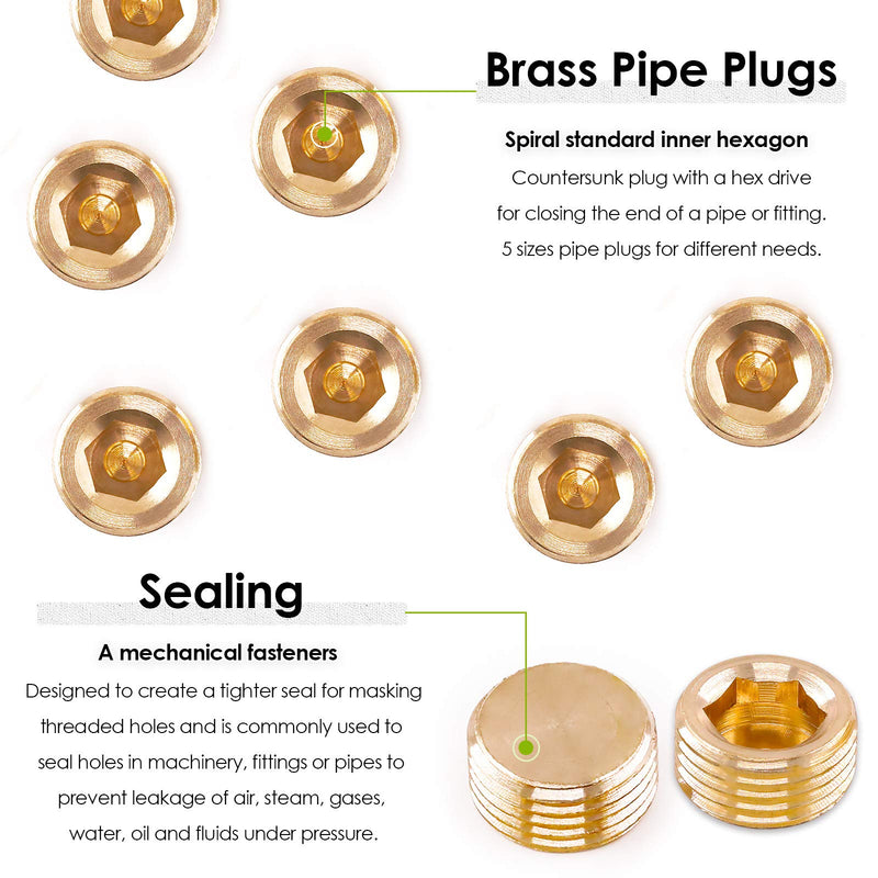 [Australia - AusPower] - Keadic 6 Pieces Brass Pipe Fitting Set, 3/4 inch NPT Pipe Plug Brass Pipe Fitting Internal Hex Thread Socket for Closing the End of Pipe 3/4 inch - 6PCS 