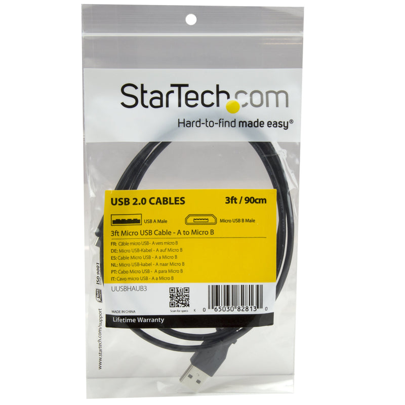 [Australia - AusPower] - StarTech.com 3ft USB to Micro USB Cable - USB A to Micro B Charging Cable for your Micro USB Phone / Tablet / Android Device (UUSBHAUB3) 3 ft / 1m Straight 