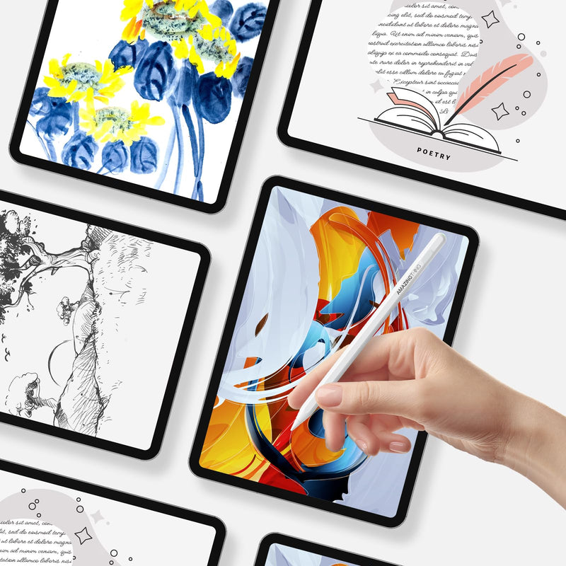 [Australia - AusPower] - Stylus Pen for iPad 2018-2023, Palm Rejection, Tilt Sensitivity, Magnetic Wireless Charging, Affordable Alternative to Apple Pencil 2nd Generation, Compatible with iPad Pencil Tips (White) White 
