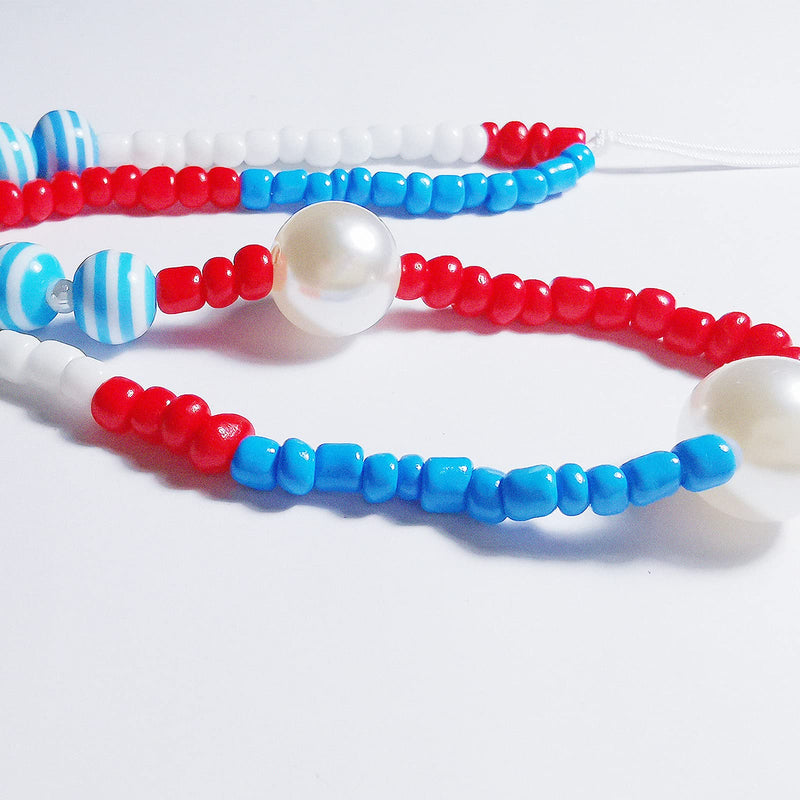 [Australia - AusPower] - Beaded Cell Phone Pearl Colorful Beads Lanyard Hand Wrist Strap Anti-Lost for Purse Keychain MP4 Camera Women Girls (Snow White) snow white 