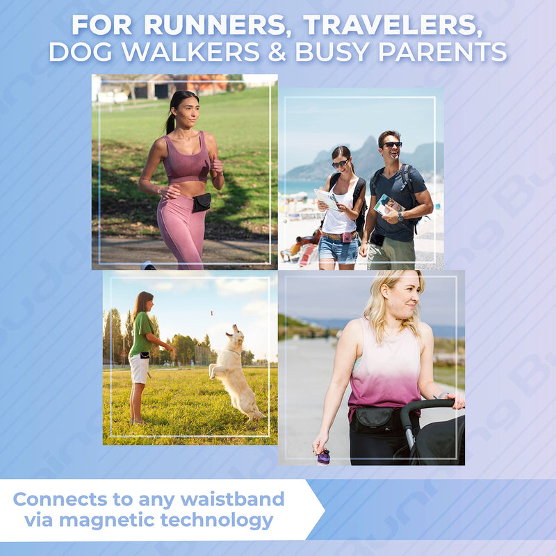[Australia - AusPower] - Running Buddy Mini Plus Buddy Pouch – Magnetic Pouch / Waist Pack Carries Phone, Pet Treats and Basic Essentials – Great for Running, Walking, Travel and More Mini Plus Black (6.5" x 4") 