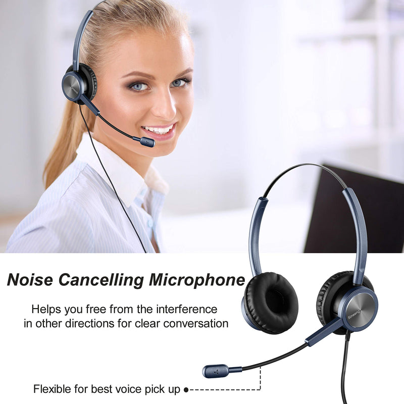 [Australia - AusPower] - Phone Headset 2.5mm with Microphone Noise Canceling & Volume Controls, Binaural Call Center Telephone Headphone for Panasonic Dect 6.0 Phones, Office Telephone Headset for AT&T Vtech Cordless Phone 