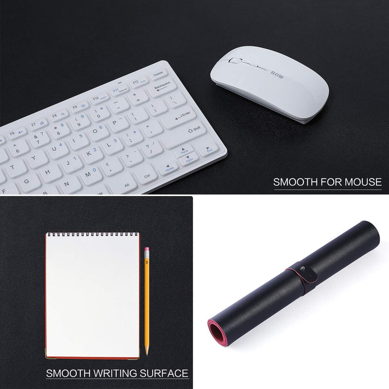 [Australia - AusPower] - Dual Sided Leather Desk Pad (23.6 x 13.7"), Office Waterproof Desk Mat, PU Mouse Pad, Desk Protector Cover, Desk Writing Mat for Office/Home/Work/Cubicle (Black/Red) A-black/Red 23.6“ x 13.7" 