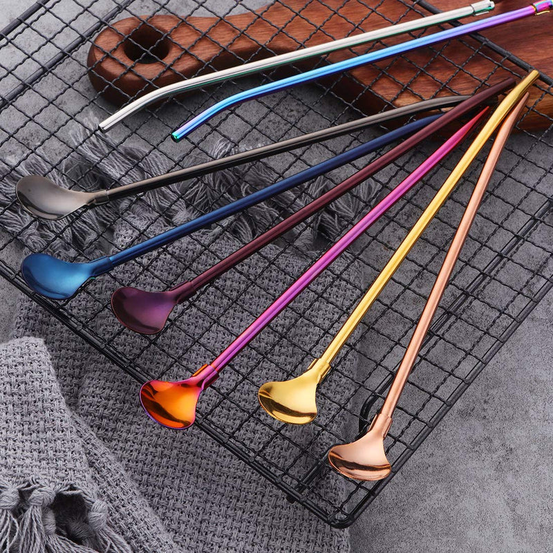 [Australia - AusPower] - Do Buy 8 PCS Spoon Straws Drinking Spoon for Frozen Drink, Milkshake, Smoothies, Ice Cream Sundaes with 2 Cleaner 