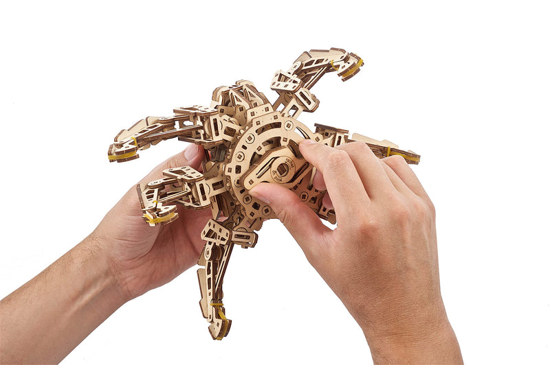 [Australia - AusPower] - UGEARS Hexapod Explorer 3D Puzzle - Mechanical Spider Robot - Model Kits for Adults with Powerful Spring Motor - 3D Wooden Puzzles for Adults and Kids 3D Puzzles Wooden Robot Kit (Runs up to 10 feet) 