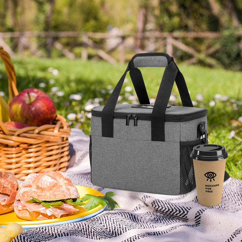 [Australia - AusPower] - Trunab Reusable 6 Cups Drink Carrier for Delivery Insulated Drink Caddy with Handle and Shoulder Strap, Adjustable Dividers, Beverages Carrier Tote Bag, for Daily Life Takeout, Outdoors, Travel, Grey, Patented Design 