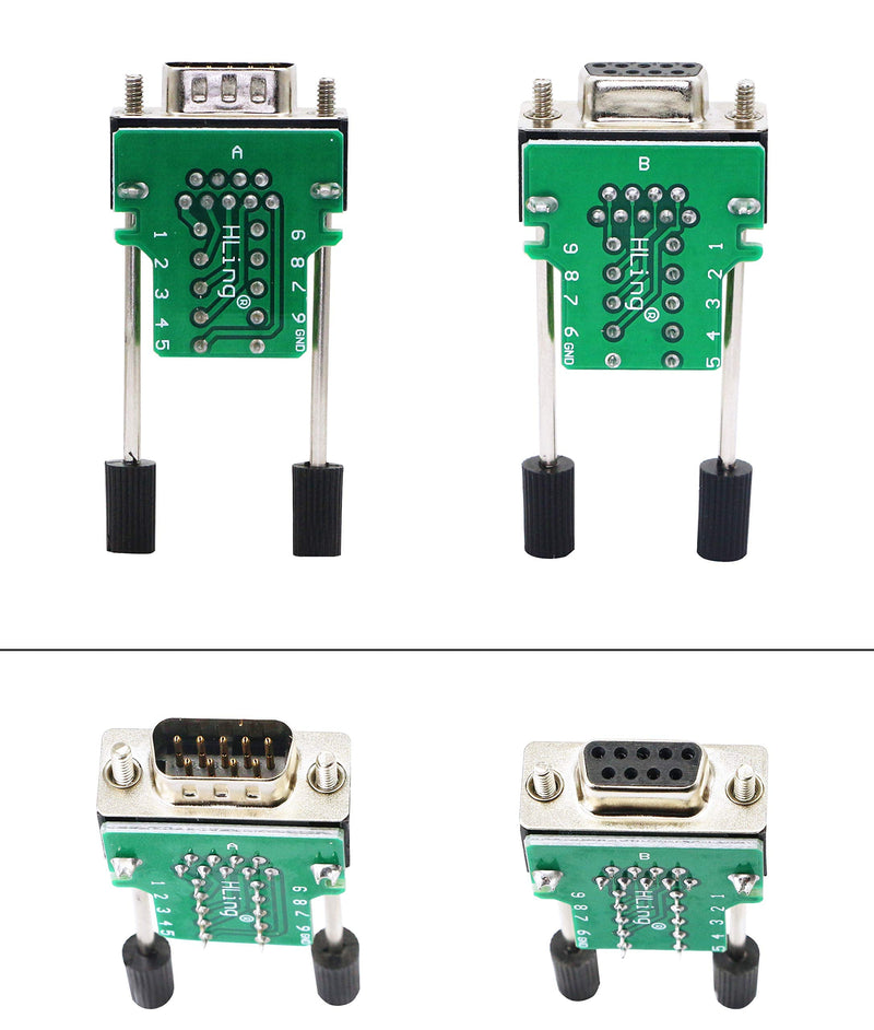 [Australia - AusPower] - SinLoon DB9 Connector Adapter RS232 Serial Port D-SUB Adapter Plate Breakout Board Solder-Free (1-Pair Male+Female with Screwdriver ，Black Rubber Core,Long Bolts) 