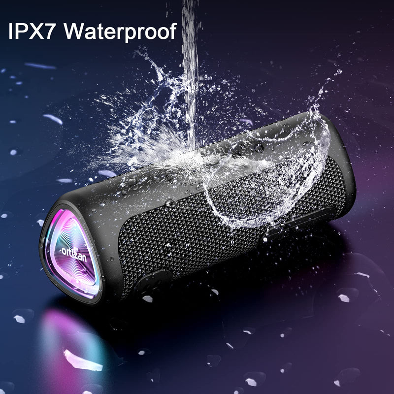 [Australia - AusPower] - Ortizan Bluetooth Speaker, IPX7 Waterproof Portable Bluetooth Speaker with LED Lights, Outdoor Wireless Speaker 24W Loud Stereo Sound, Hi-Fi Sound & Extra Bass, 30H Playtime, Dual Pairing for iPhone 