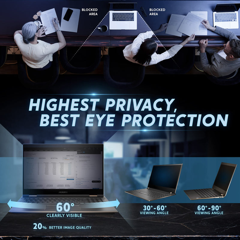 [Australia - AusPower] - Privacy Screen Laptop 15.6 Inch (16:9) - Laptop Screen Privacy Shield - Laptop Anti Glare Screen Protector - Blue Light Protection by Akamai 15.6 inch (Diagonal) (16:9) Black Privacy 