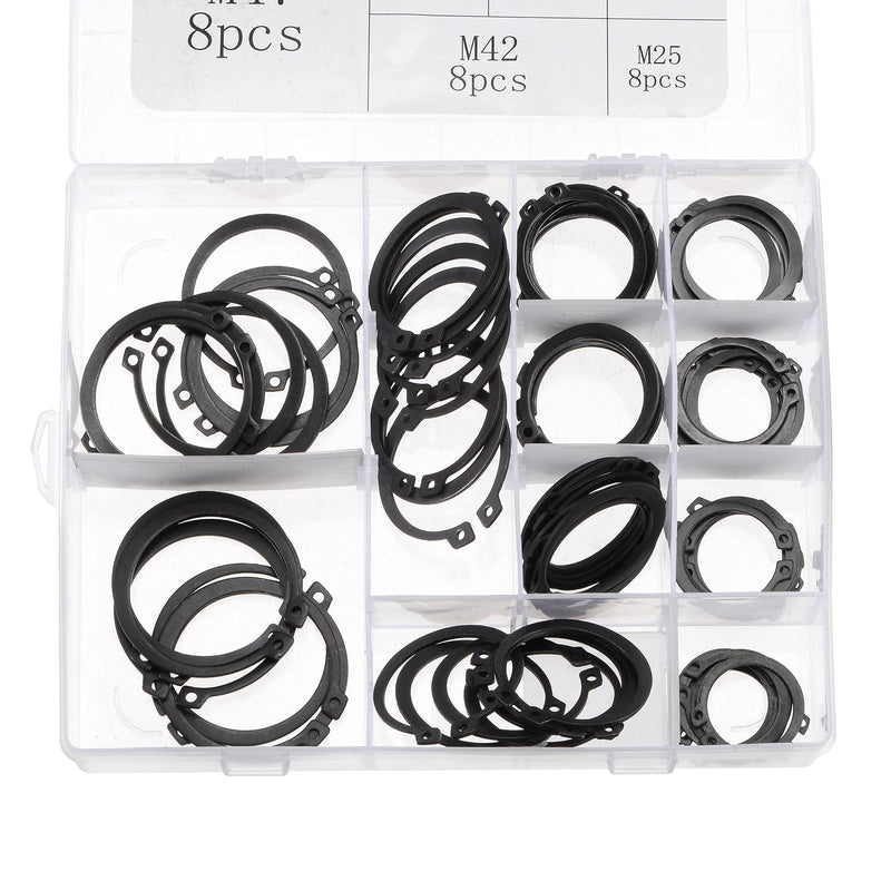 [Australia - AusPower] - uxcell E-Clip Circlip - 88Pcs 11-Size External Retaining Shaft Snap Ring Washer Carbon Steel Assortment Set Black - Size: 25mm to 47mm 