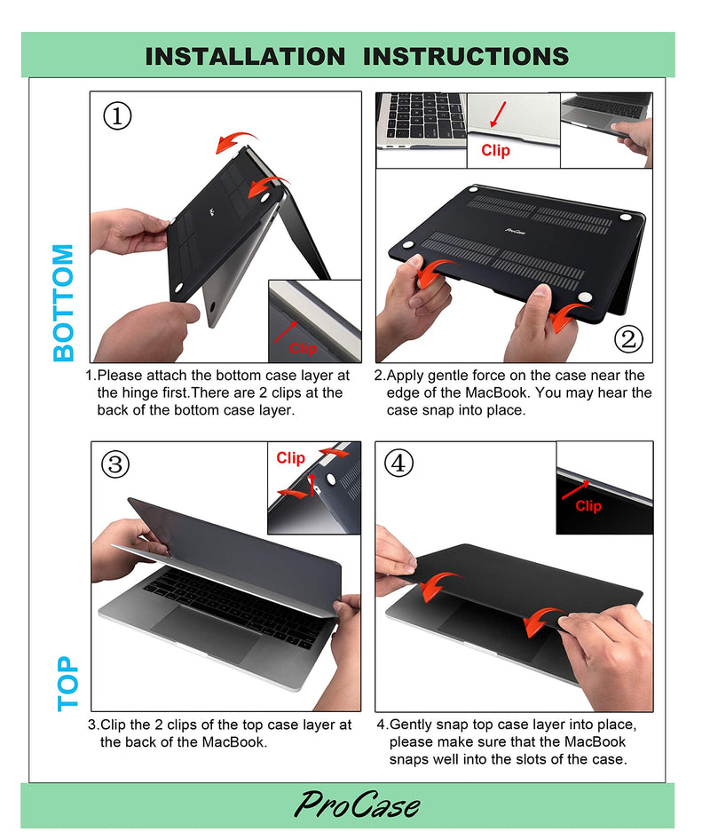 [Australia - AusPower] - ProCase MacBook Air 13 Inch Case 2020 2019 2018 Release A2337 M1 A2179 A1932, Hard Case Shell Cover for MacBook Air 13-inch Model A2179 A1932 with Keyboard Skin Cover -Black Black 