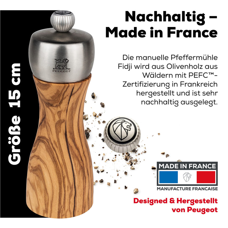 [Australia - AusPower] - Peugeot Classic Fidji Pepper Mill, Olive Wood, 15 cm 6 ich 
