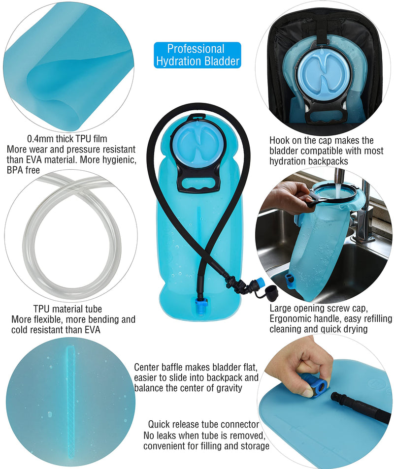 [Australia - AusPower] - MARCHWAY 2L/2.5L/3L TPU Hydration Bladder, Tasteless BPA Free Water Reservoir Bag with Insulated Tube for Hydration Pack for Cycling, Hiking, Running, Climbing, Biking Blue 2.5L 